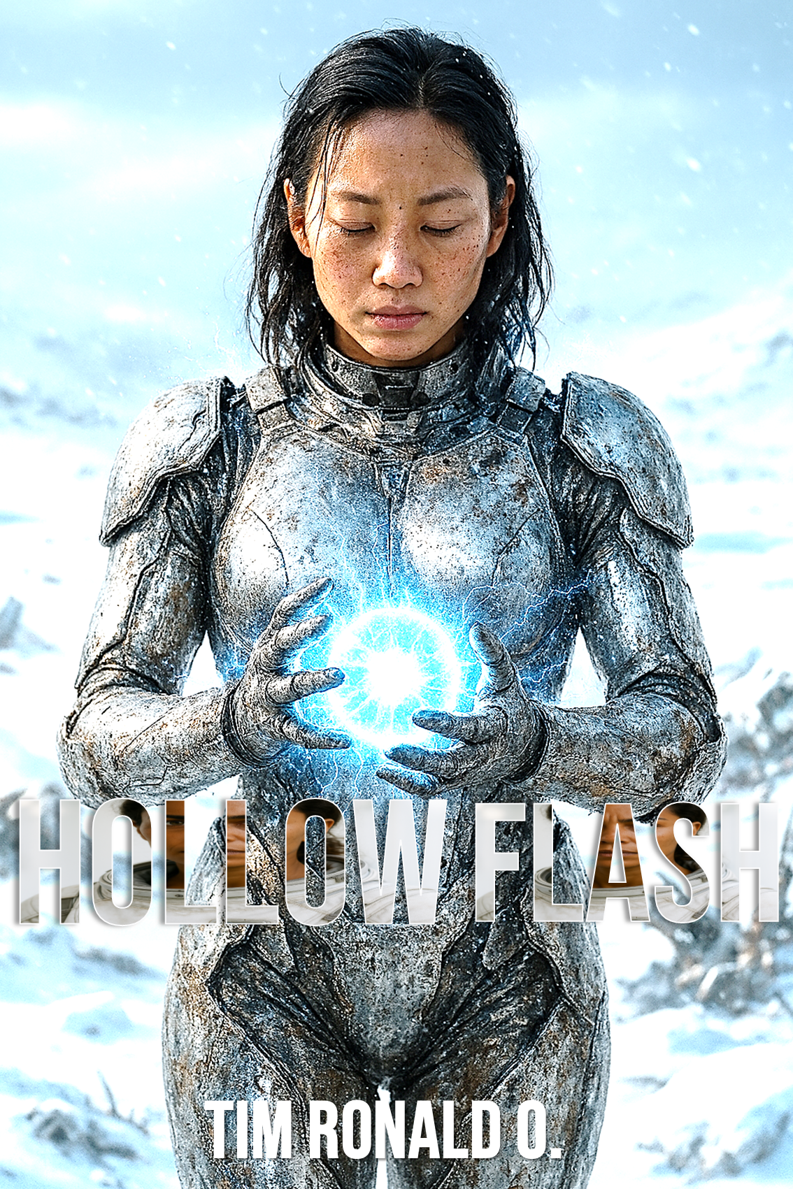 Hollow Flash World Image 2 Woman with braid standing in futuristic cityscape on sci-fi book poster for Metropolis of Time
